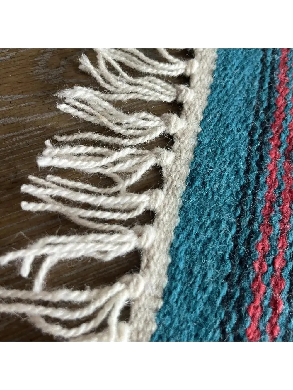 El Paso Blanket Company Woven Table Rug Fringe 90% Wool 15” X 10.5”